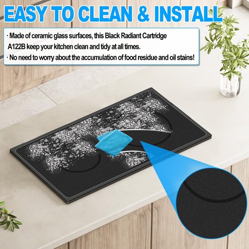 Upgraded A122B Radiant Cartridge Compatible with Jenn Air Cooktop Replacement Parts, Black Jenn-Air Radiant Cartridge JEA8120ADB Electric Slide-In Range for Whirlpool Kenmore Jennair Cooktop Parts
