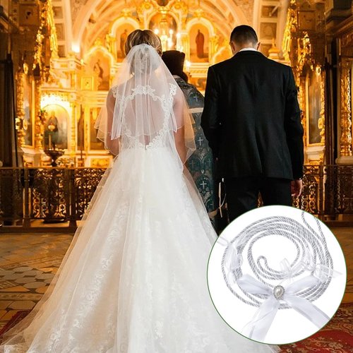 NICENEEDED White 62.99 Inch Wedding Lasso Rope, Bowkont Rope Lazo Celtic Hangfasting Cord, Traditional Gatholic Rural Wedding Lasso for Ceremony Bride Groom
