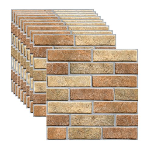 3D Wall Panels Peel and Stick,3DWall Paneling,11.8x11.8in,Easy Install Faux Brick & Stone Decorative Wallpaper(20pcs-Covers 19 sq ft)