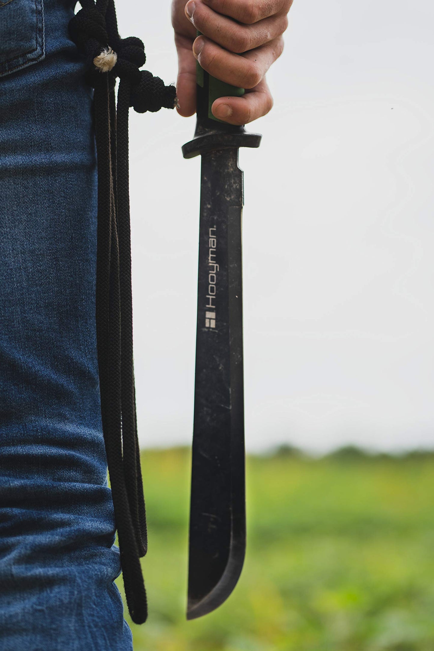 Hooyman Bush Machete with Heavy Duty Construction, Ergonomic No-Slip Handle and Belt Sheath for Gardening, Land Management, Bushcraft, Hunting and Outdoor , Black/Green