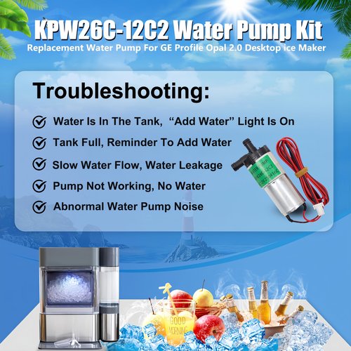 Upgrade KPW26C-12C2 Water Pump Compatible with G E Profile Opal 2.0 Countertop Nugget Ice Maker KPW26C Ice machine pump Countertop Ice Maker Pumps（ DC 12V)
