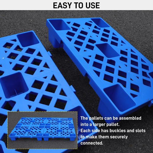 Kerty Nestable Plastic Pallets 4Pcs, 19.7'' L X 11.8'' W X 3.9'' H Lightweight Pallet with Breathable Grid, Moisture Proof Floor Pallets for Kitchen Supermarket Restaurant Warehouse Basement Storage