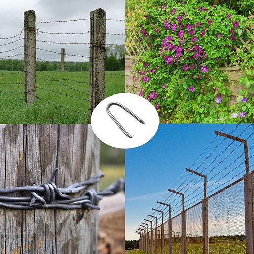 OMOTOOL Wire Fencing Galvanised Staples (260 pcs)，Chicken Wire Fencing Staple Horseshoe Nail Set - Securely Attach Chicken Wire Netting Wire Mesh to Fences or Posts