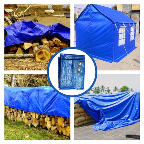 Tarpuglider Blue Tarp Pack of 4 Tarps Heavy Duty waterproof 8x10 Large Multipurpose Poly Outdoor Tarps Cover 5 Mil Thickness Blue Tarpaulin Reinforced Rip Resistant Rubber Edges With Aluminum Grommets