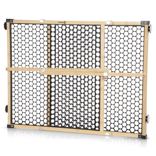 Safety 1st Bamboo Baby Gate for Doorways, No Drill Gate with Door, Dog Gates, Fits 28"-42", 24" High, Bamboo and Black