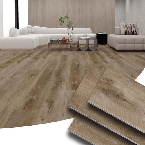 Suntecwood Waterproof Rigid Core Luxury Vinyl Flooring, Click Lock, 7"x43"x0.2", Attached Foam pad, Ideal for Kitchen,Bedrooms, and Living Areas (French Oak, 21.4Sq.Ft(Carton/10 Planks))