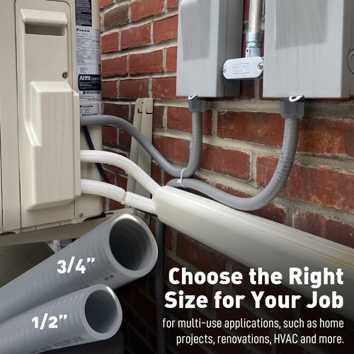 Sealproof Power Whip Assembly, 1/2-Inch x 6 Ft Nonmetallic Liquid Tight Flexible Electrical Conduit and 10 Gauge Wire Single Phase Preassembled A/C Hook-up Whip Kit, 1/2"