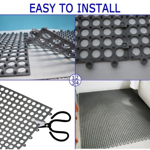 16Pack Drainage Interlocking Tiles, 12”x12” Non-Slip Pool Bathtub Drain Tiles for Flooring, Soft PVC Splicing Modular Cushion Mat, Vented Floor Tiles for Locker Room Basement Stairs