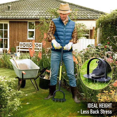Jardineer Lawn Aerator Spike Aerating Tool, Updated 36" Taller Manual Grass Aerator Tool with 12 Stainless Spikes, Yard Aerator Tool for Compact Soil