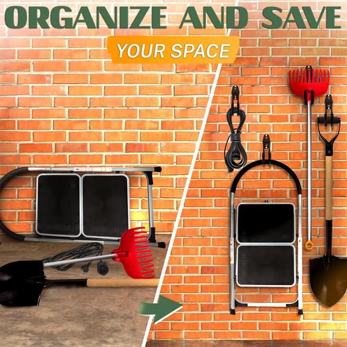 Hose Hook Wall Mount - Rust-Resistant, Scratch-Free, Strong Design, Anti-Slip Coating and Fast Setup - Garden Hose Hanger Wall Mount for Up to 66 lbs for Organizing Tools, Accessories, and Equipment