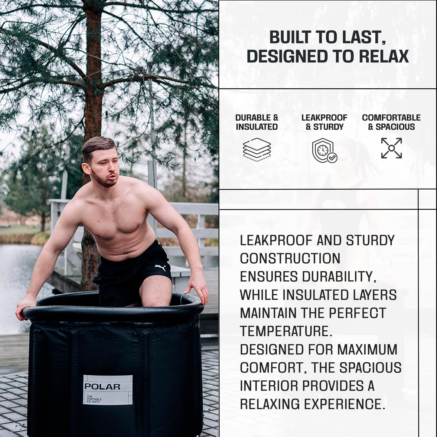 Premium Portable Ice Bath Tub for Athletes – 125-Gallon Cold Plunge Pool with Easy Drainage System – Durable PVC, Foam, and Nylon Layers – Tear-Resistant and Waterproof for Muscle Recovery