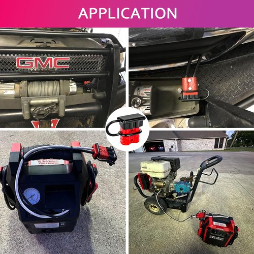 Anderson Connector 4 Pcs, 50 Amp 12-36v Batteries Quick Connect/Disconnect Plug Kit, Connectors for 6 to 12 Gauge Cables, for Car Bike ATV Winches Lifts Motors More,SB50 Red