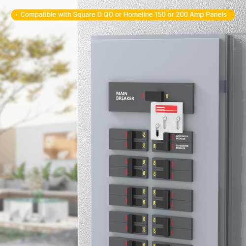 Joinfworld Generator Interlock Kit Compatible with Square D QO or Homeline 150 and 200 Amp Panels, Interlock Kit with 1 3/8 Inch Spacing Between Main and Generator Breaker