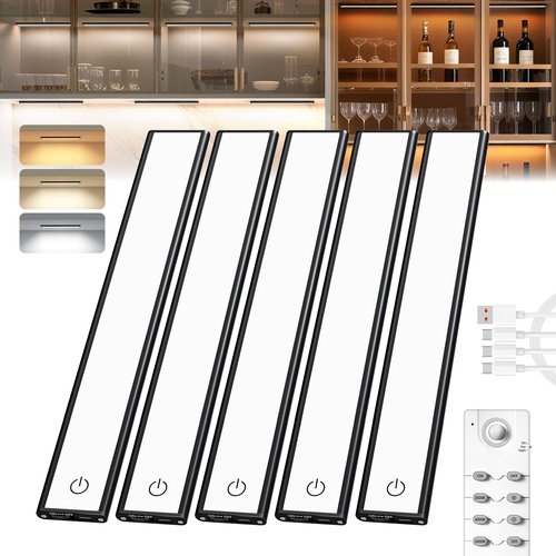Under Cabinet Lighting,66 LED Wireless Motion Sensor Light Indoor, Rechargeable Closet Lights Battery Operated,Dimmable & 3 Color Temps,Magnetic Under Counter Lights for Kitchen, Closet (20CM,5Pack)