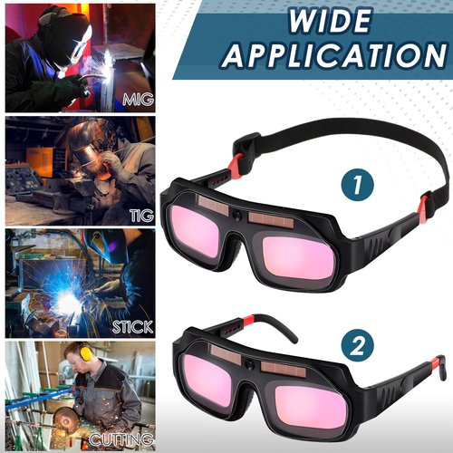 Tellegloww 1 Set Welding Glasses Solar Welding Goggles Auto Darkening Welder Glasses Mask Helmet with Replacement Lenses(Ordinary Lenses)