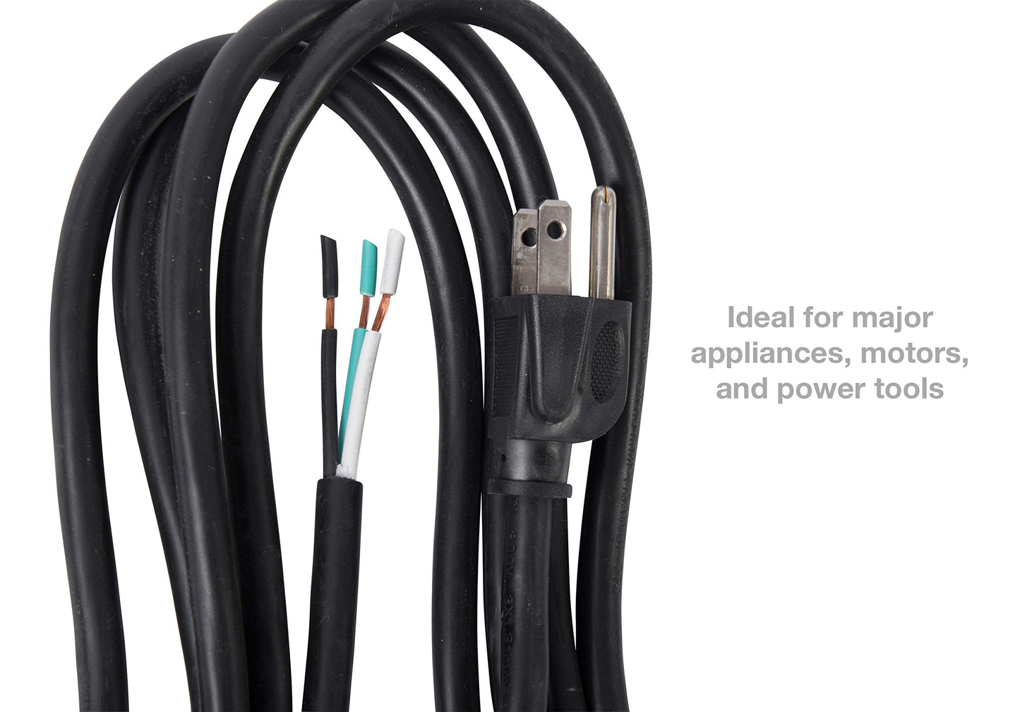 Bergen Industries Inc PS913163 3-Wire Appliance and Power Tool Cord, 9 ft, 16 AWG, 13A/125V AC, 1625w, Black