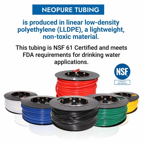 Neo-Pure - 3/8" OD LLDPE Polyethylene Tubing (1/4" ID) | Pneumatic Hose Pipe Air Hose for Air Line or Fluid Transfer Applications | Flexible and Durable (Black, 10FT (3/8" OD))
