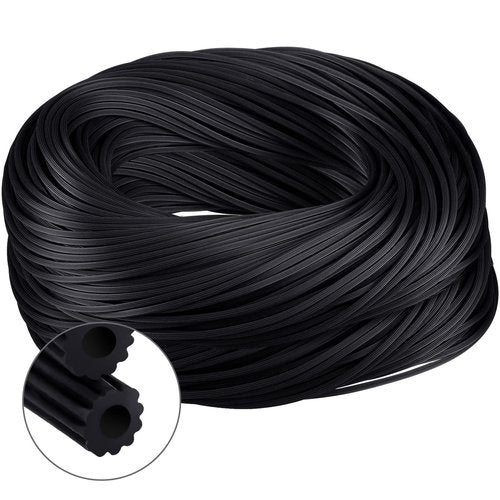 Frienda 250 ft Screen Spline, Replacement Black Window Screen Retainer Spline, Hollow Serrated Door and Window Mesh Shielding Holder for Mosquito Net Fixing, Rubber, Round(0.14 Inch)