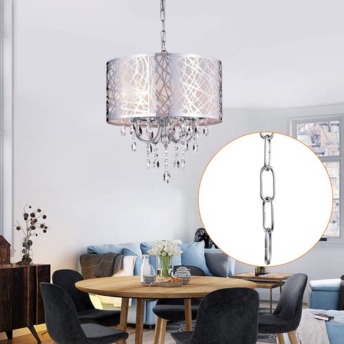 Mr.Color Chrome Metal Heavy Duty Chandelier Chain - 6 Feet Accessory Chain for Pendant Lights, Chandeliers and Swag Lights