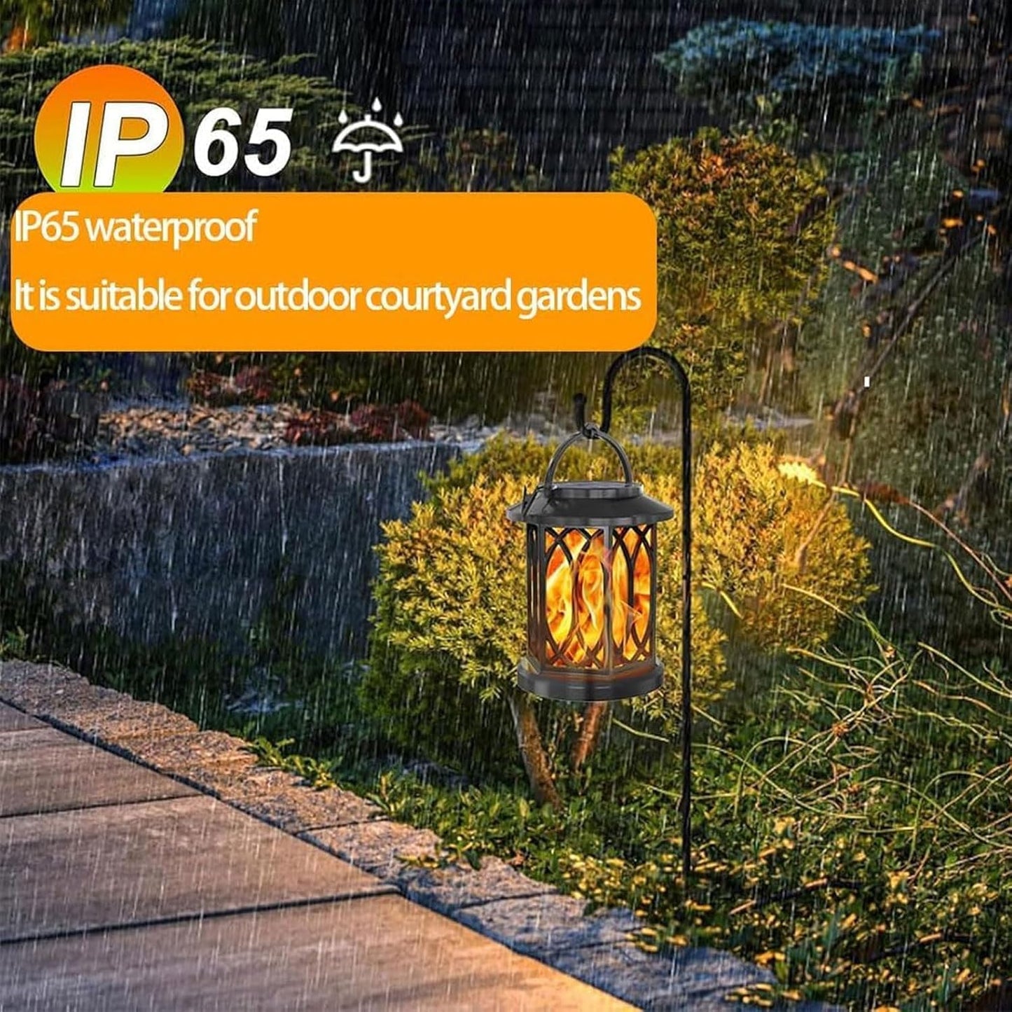 Boundbreed Solar Lights, Boundbreed Upgraded Flickering Flame Solar Lantern Outdoor Waterproof Light, Hanging Solars Dancing Flame Lantern Lights, Auto On/Off Decorative Fire Lanterns (2PCS)