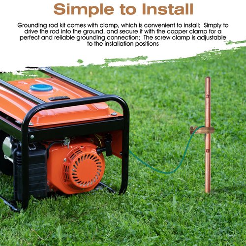 CYANTEKOMS 3 Pack Grounding Rod with Clamp 4 Feet Long Copper Electrical Ground Rod for Electric Fences Satellite Dishes Generator Grounding Earthing ((Set of 3) 3/8’’ x 4 Feet Ground Rod Kit)
