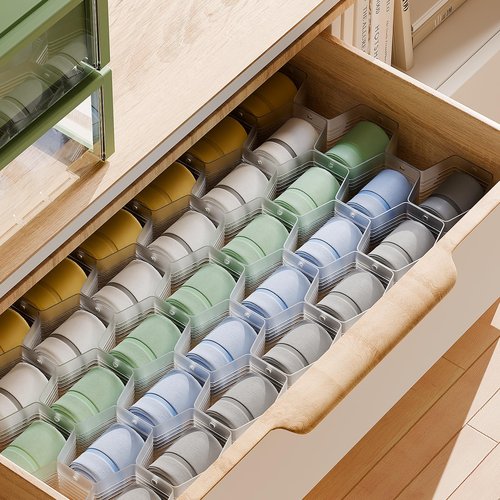 Kocuos Honeycomb Separator Adjustable Drawer Organizer Divider for Underwear Belt-Scarf Socks Organizer (White(1pc))