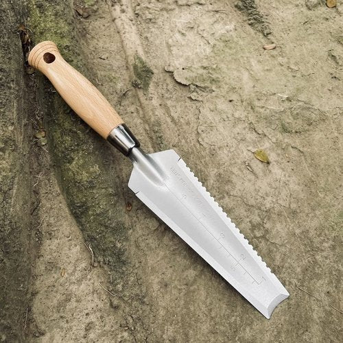 SUMIO 13.3" Alloy Steel Weeding Transplanter, Hori Hori Knife, Digging Trowel with Serrated Edge, Garden Root Cutter, and Dandelion Trowel for Propagation and Transplanting