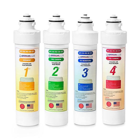 American Filter Company® Model AFC-B4-RO-CMBPK 4-Stage Reverse Osmosis Water Filters Replacement Kit Compatible with Brio MIMQ50GPD, MICARQ5M, CLPOUROSC420RO, CLPOURO420SCV2 4Pk