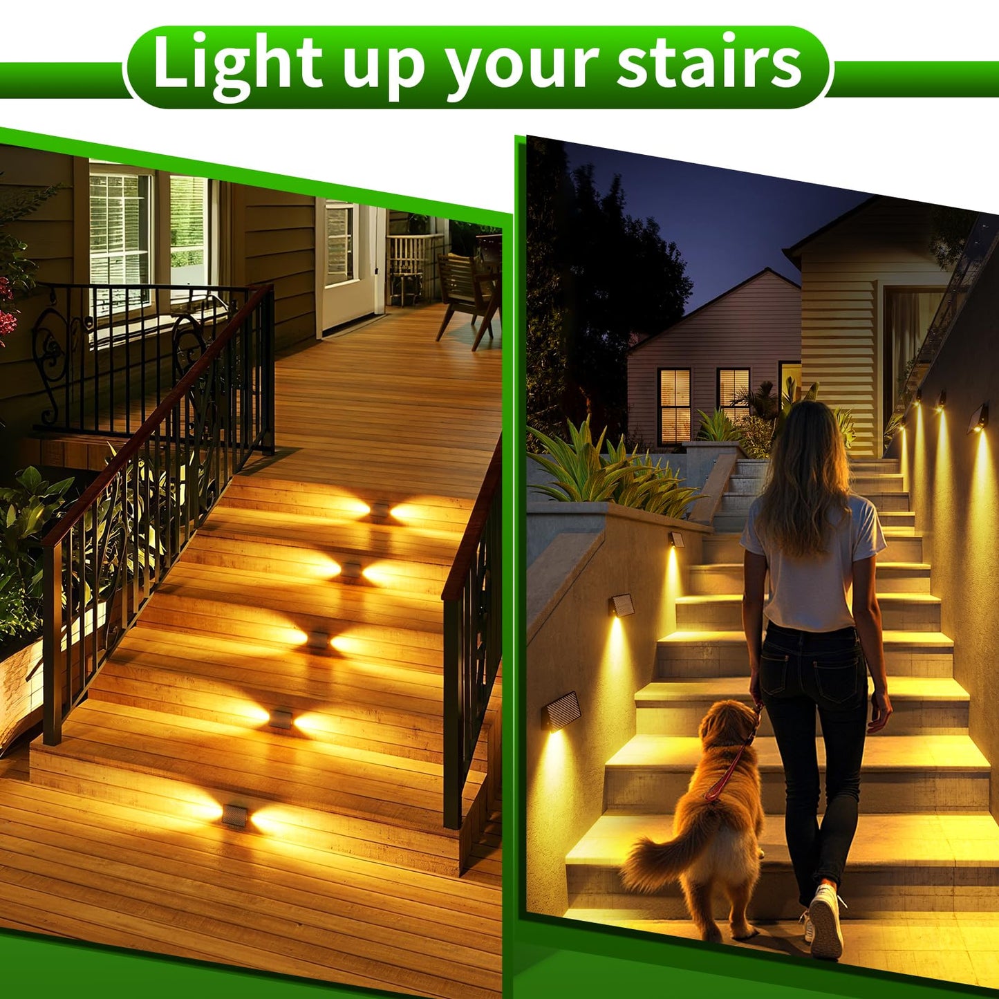 JSOT Solar Step Lights Outdoor - 4 Pack Waterproof Stair Lights 5 Lighting Modes Fence Lighting Backyard Decor for Garden Wall Patio Steps Deck Stairs (Warm Light)