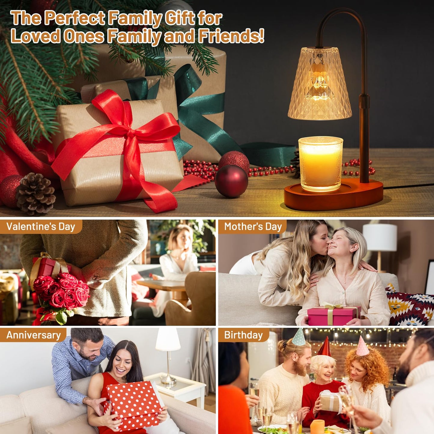 Candle Warming Lamp with Timer : Adjustable Light Level Adjustable Height Flameless Safety Candle Lamps - Jar Candles Home Decoration