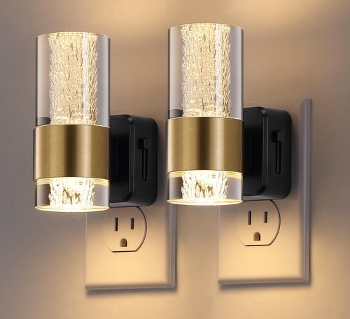 Wildley Led Night Light, Night Lights Plug into Wall Lights Plug in with 0-100LM Adjustable Brightness,3000K Nightlights with Dusk to Dawn Sensor for Bathroom Hallway Stairway 2 Pack