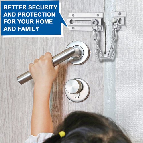 INBOF 2 Pack Door Chain Lock, Premium Thickened Lock with 12 Screws, Stainless Steel Locks for Inside Door, Better Security and Protection Your Home Family
