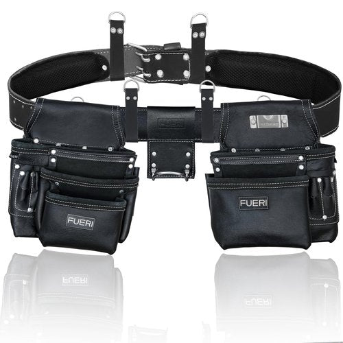 FUERI Leather Tool Belt Bags Pouches Heavy Duty for Men Construction Carpenter Electrician Framer Women Iron Worker