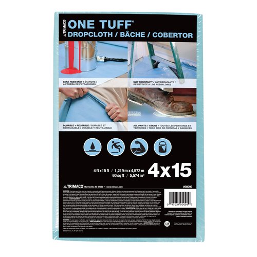 Trimaco 90099 One Tuff Dupont Sontara Professional Grade Drop, 0.011 In T, 4 W X 15 Ft L, Blue, Cloth, 4'x15 feet, 60 Sq