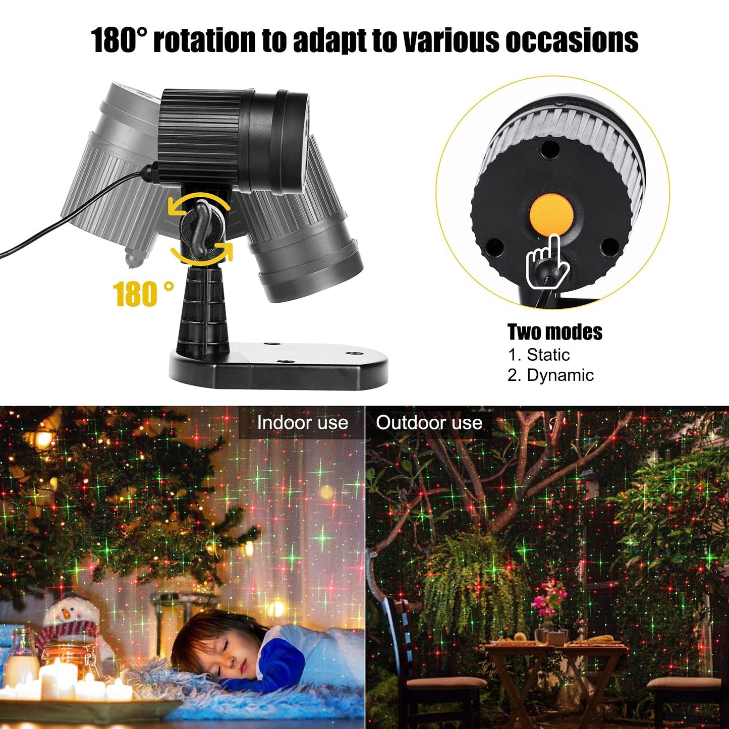 Christmas Projector Laser Lights Outdoor Red and Green Starry Projection Light 3 Working Modes Waterproof Plug in Mountable Landscape Lights for Holiday Xmas Indoor Party New Year Decoration Show