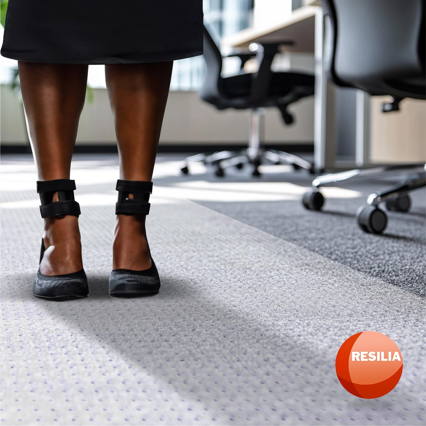 RESILIA Industrial Deep Pile Carpet Runner - Crosshatch Pattern Non Slip Carpet & Rug Protector Mat, Waterproof Clear Plastic Vinyl Floor Covering, 24 Inches Wide x 6 Feet Long, Made in The USA