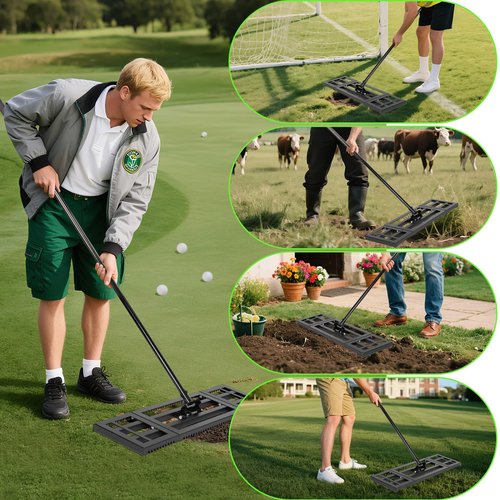 32"x 10" Lawn Leveling Rake for Soil, Sectional Adjustable Handle Yard Rakes for Lawns Heavy Duty, Landscape Rake Suitable for Landscaping Golf Course, Sand, Gardens, Farm and Ranch