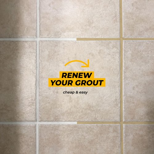 PentaUSA Tile Grout Repair Kit - Beige Filler, Triple Protection, Fast Drying Formula Restores and Renews Grout Lines With Float (8.8oz / 250gr)
