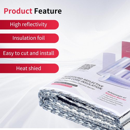 Aggsound Reflective Bubble Insulation Sheet, 23.6 in X 10FT Aluminum Foil Bubble Shield, Aluminum Foil Window Insulation for Winter and Summer, Garage Door, Roof, Car, RV，3mm