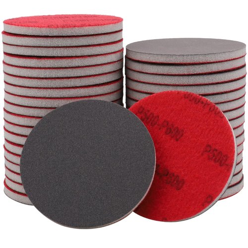 Shineboc 20Pcs 3 Inch Hook and Loop Sanding Sponge Disc with Buffer Backing 180-3000 Grit Wet Dry Sanding Sheets Reusable Hand Sander Sandpaper - Curved Surface Sanding Pads for Automotive Wood Metal