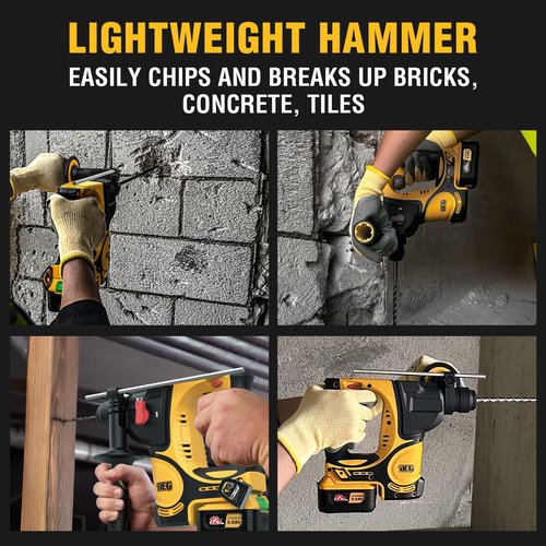 1-1/4 Inch Rotary Hammer Drill,DEGLASERS 12V Max SDS-Plus Cordless Electric Hammer,4800 BPM Brushless Motor,2 Functions,Includes 5.0Ah Battery and charger for Concrete/Metal/Wood Drilling