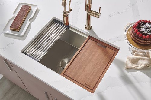 Ruvati 30-inch Undermount Rounded Corner Workstation Kitchen Sink Single Bowl – 16 Gauge Stainless Steel Kitchen Sinks with Brushed Finish hides scratches, Easy-to-Clean - RVH8320