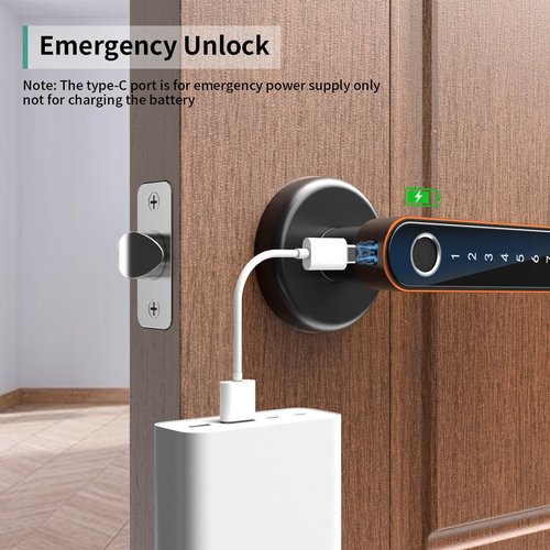 IRONZON Fingerprint Door Lock with Handle Smart Door Lock with Keypad for Home Hotel Office Apartment Bedroom