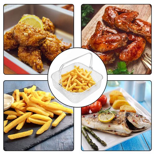 Air Fryer Basket, Air Fryer Accessory 5.8QT 6QT Mesh Basket with Handle, Square Stainles Steel Steamer Basket Replacement for 6QT Instant Vortex Air Fryer, Fit for Instant Vortex Plus, Phillips XXL