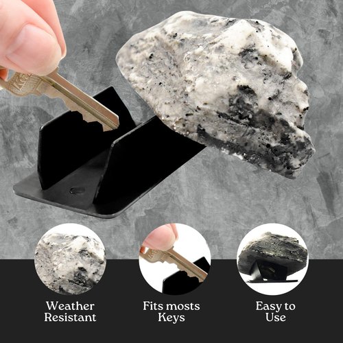 Performore Hide A Key in a Real Looking Rock/Stone, Rock Key Hider for Standard Sized Spare Keys by Rockey Safe, Fits in with Landscaping, Outdoor Key Holder, Weatherproof Design