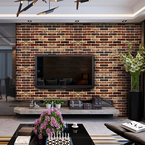 20-Pack 104 Sq.Ft 3D Wall Panels Peel and Stick 3D Faux Brick Wallpaper Peel and Stick Red Brown Faux Stone Wall Panel Foam Brick Self-Adhesive 3D Wallpaper