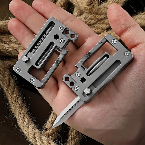 Titanium Multitool Keychain - 3-in-1: Box Cutter, Flathead Screwdriver, Bottle Opener, Durable EDC Gear