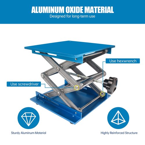 XUNKUANER Lab Jack, 7.87x7.87 inch Aluminum Oxide Lifting Platform Lab Lifter Stand Table Scientific Laboratory Scissor Jack, Vertical Lift Range 80 to 355mm (20x20cm/7.87''x7.87'')