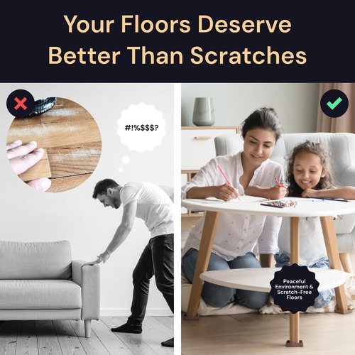 CasterMaster Non-Slip Furniture Pads Square Rubber Anti-Skid Caster Cups, Leg Coasters - Anti-Sliding Floor Protectors for Furniture (Brown, 2'' x 2'' - 4 Pack) - Couch Grips to Prevent Sliding