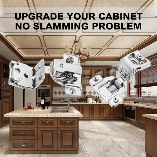 Vallecloud (4 Pack) 1-1/2 Inch Overlay Soft Close Cabinet Hinges, Kitchen Concealed Hinges for Face Frame Door, European Hinges with Brushed Nickel